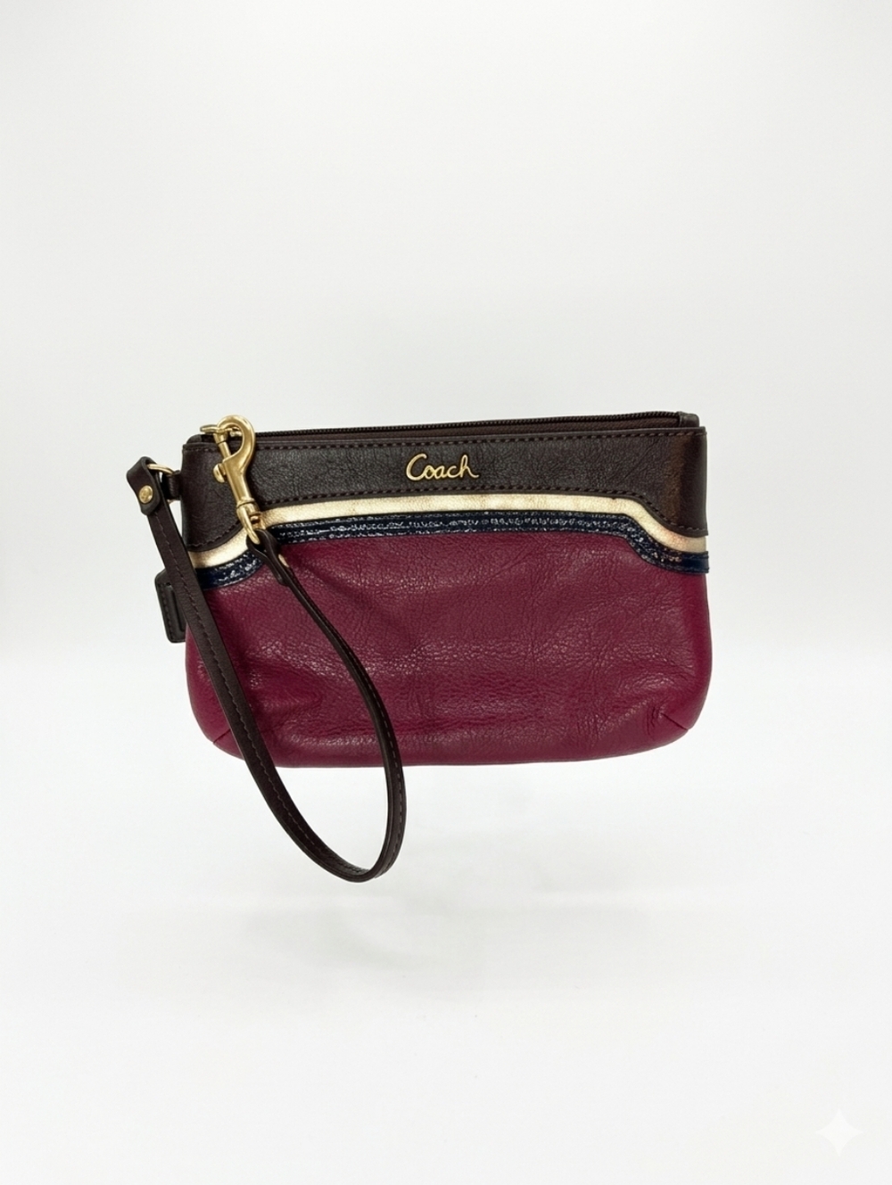 Coach Ashley Beet & Brown Multi-Color Leather Wristlet - EUC!